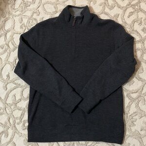 Lands' End Men's Charcoal 1/4 Zip-Up Sweater Size small